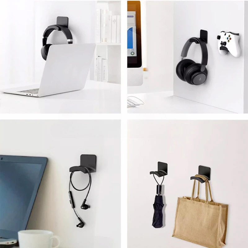 Gaming Headphone Accessories - 4Pcs Black Adhesive Headphone Stand Wall