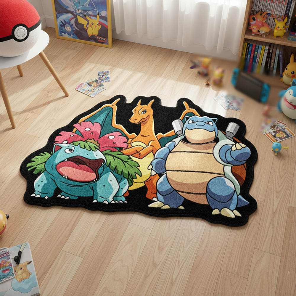 Gaming Accessories In Japan - Pokemon Starter Trio Anime Area Rug